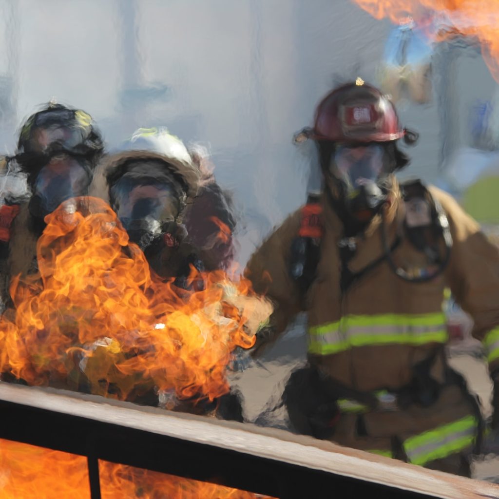 firefighters near fire